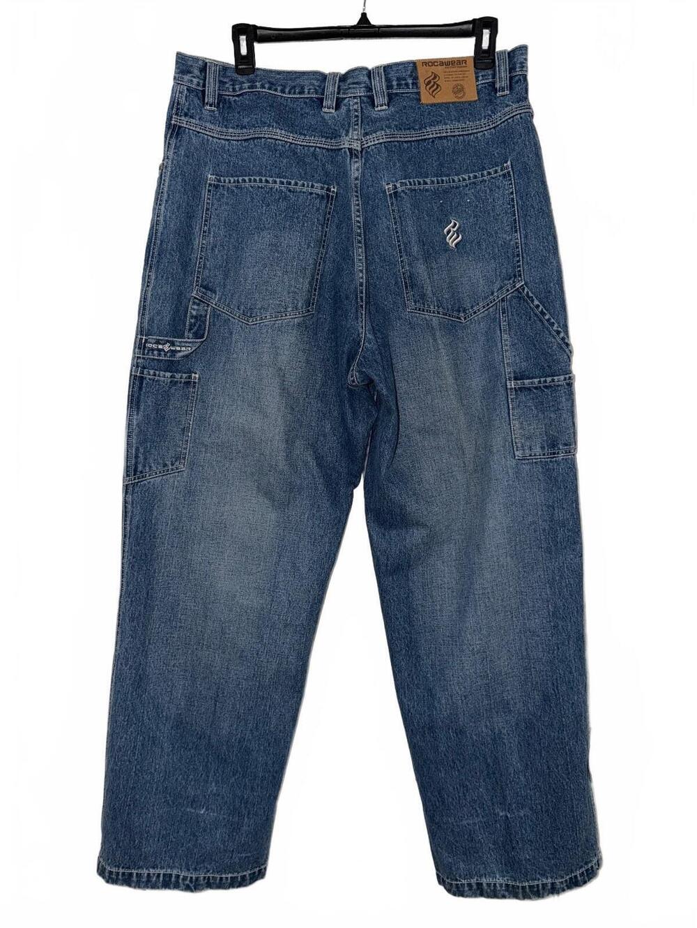 Rocawear Men’s 40x34 Baggy Carpenter Jeans Y2K Hip Hop Utility Denim